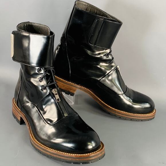 PORTS 1961 Size 11 Black Brown Leather Lace-Up Zipper Boots - Picture 1 of 9